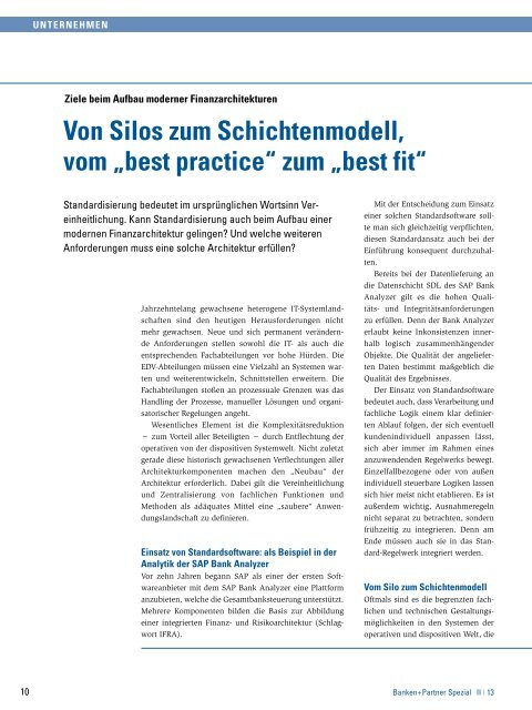 Sonderausgabe SAP. - Banken+Partner