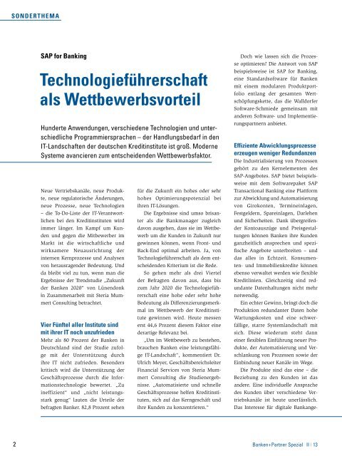 Sonderausgabe SAP. - Banken+Partner