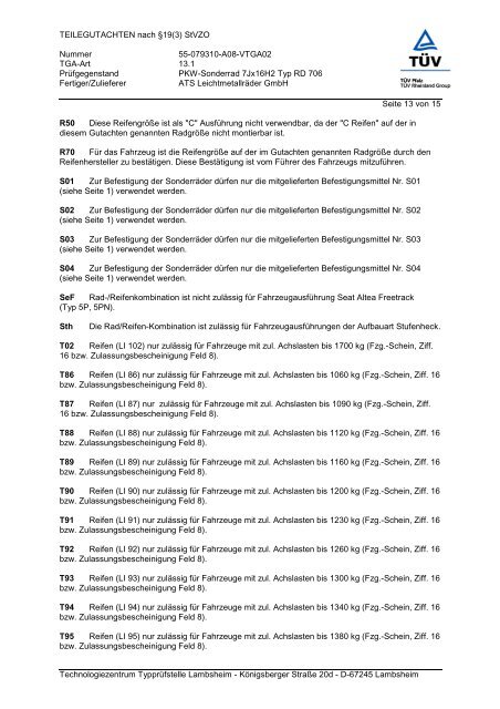 GUTACHTEN zur ABE Nr. 48226 nach Â§22 StVZO Anlage 8 zum ...