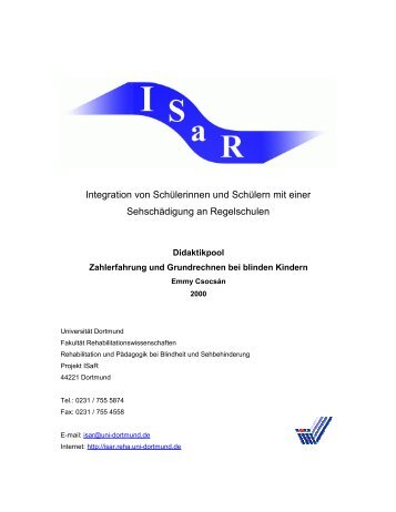 Zahlerfahrung und Grundrechnen bei blinden Kindern - ISaR Projekt