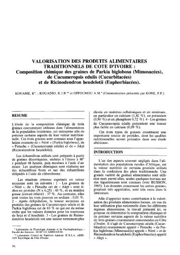 composition chimique des graines de parkia biglobosa