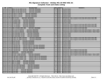 Holiday Mix CD MSC-HOL-01 Complete Track ... - SoundDogs.com