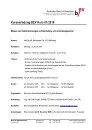 Kurseinladung BEV Kurs 01/2010 - Bernischer Elektrizitätsverband