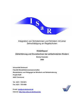 Zahlerfahrung und Grundrechnen bei sehbehinderten ... - ISaR Projekt