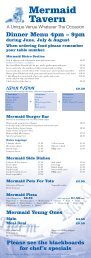 Mermaid Tavern courtyard dinner menu - Herm Island