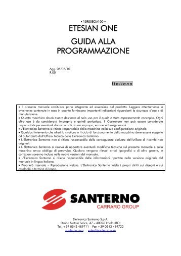 ETESIAN ONE GUIDA ALLA PROGRAMMAZIONE - Santerno