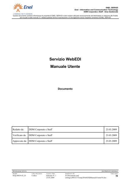 Servizio WebEDI Manuale Utente - Fornitori - Enel