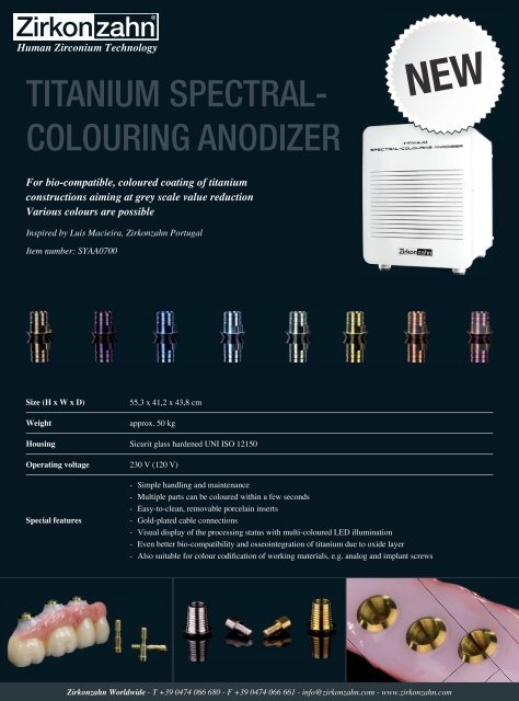 Flyer Titanium spectra-colouring Anodizer.indd - Zirkonzahn