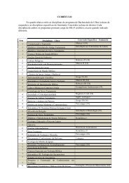 CURRÃCULO No quadro abaixo estÃ£o as disciplinas do programa ...