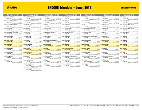 ENCORE Schedule - June, 2013 - Starz