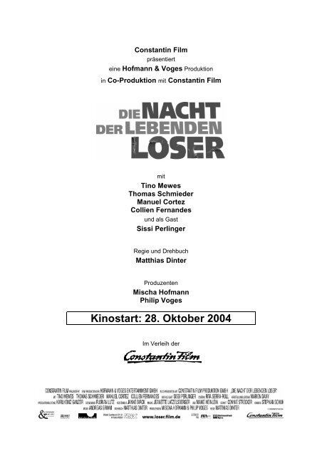 0000Kinostart: 28. Oktober 20040000 - Dreharbeiten.de