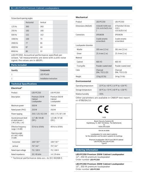 LB3-PCx50 Premium Cabinet Loudspeakers - Bosch Praesideo ...