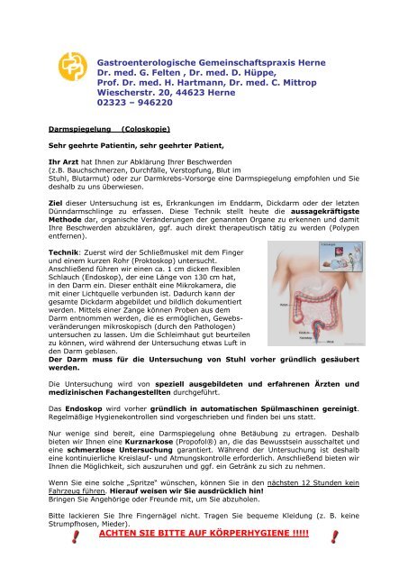 Coloskopie - Gastroenterologische Gemeinschaftspraxis Herne
