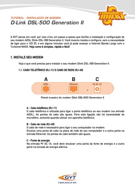 1. INSTALE SEU MODEM - GVT