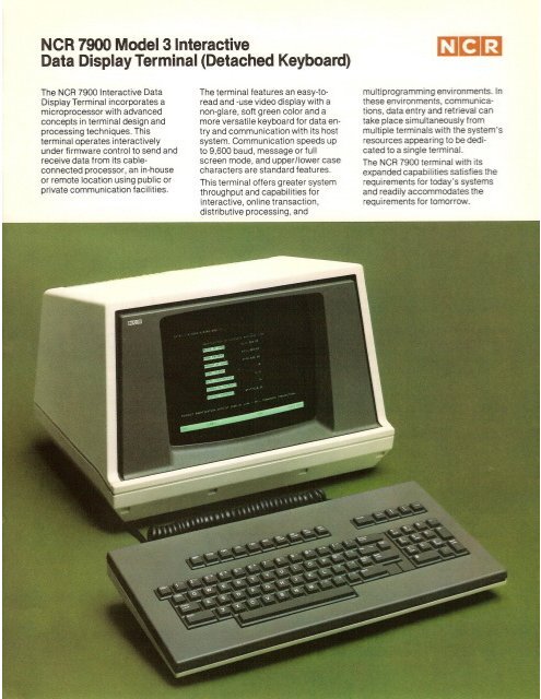 NCR 7900 Model 3 Interactive Data Display ... - The Core Memory