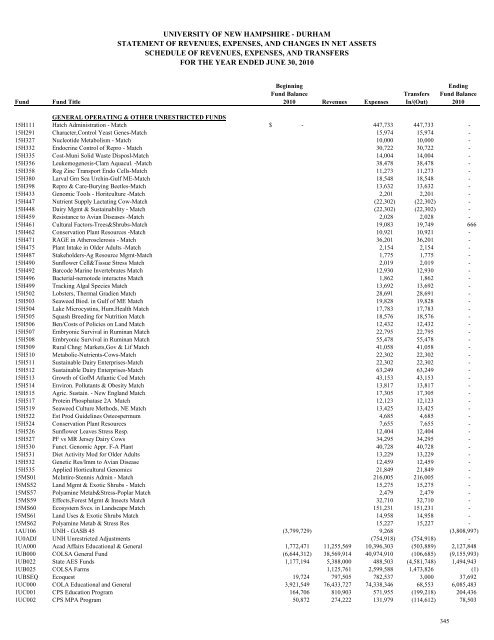 Statement of Revenues, Expenses and Changes in Net Assets Detail