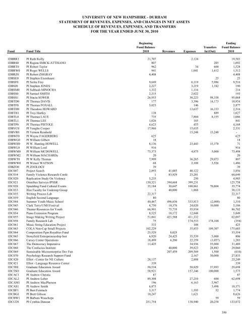 Statement of Revenues, Expenses and Changes in Net Assets Detail