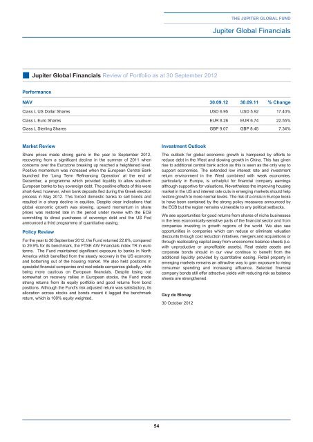 The Jupiter Global Fund - Jupiter Asset Management