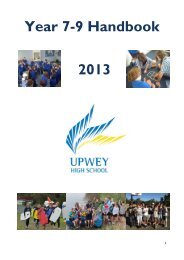 Year 7-9 Handbook 2013 - Upwey High School