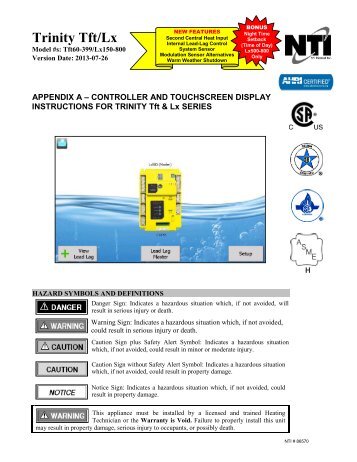 Appendix A-Controller & Touchscreen Display - NY Thermal Inc.