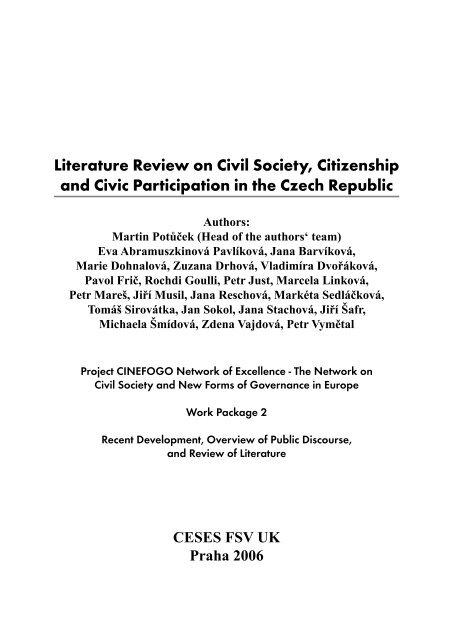 CESES FSV UK Praha 2006 - Centrum pro sociÃ¡lnÃ a ekonomickÃ© ...