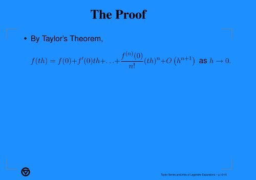 Taylor Series are Limits of Legendre Expansions - Gvsu - Grand ...