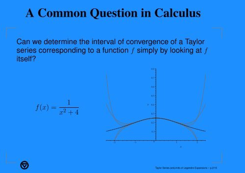 Taylor Series are Limits of Legendre Expansions - Gvsu - Grand ...