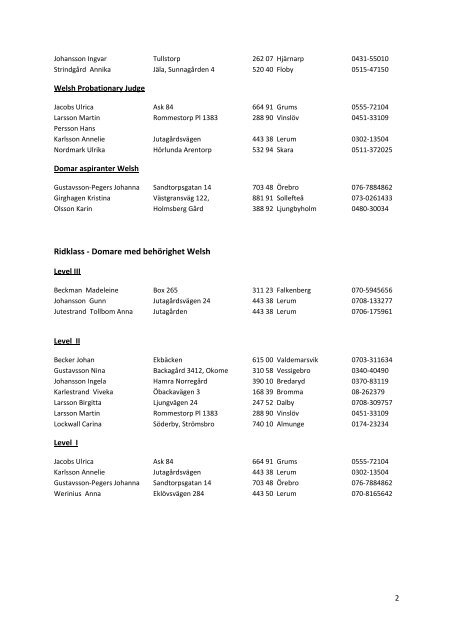 SVENSKA WELSHPONNY OCH COBFÃ–RENINGEN www.swf.nu ...