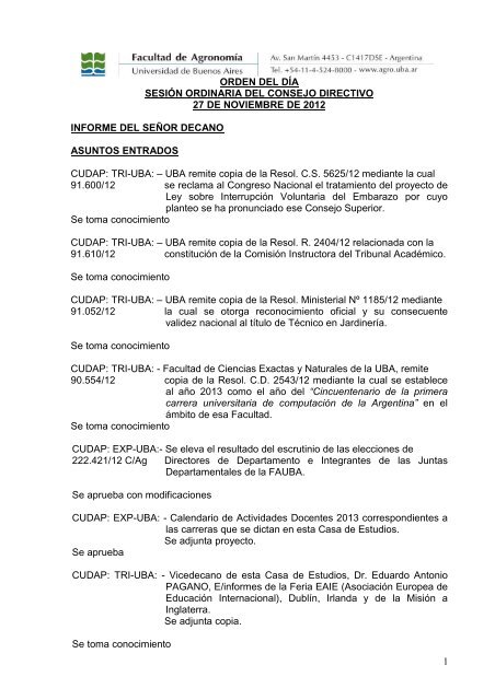 1 orden del dÃ­a sesiÃ³n ordinaria del consejo directivo 27 de ...