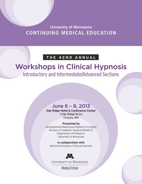 Workshops in Clinical Hypnosis - University of Minnesota ...