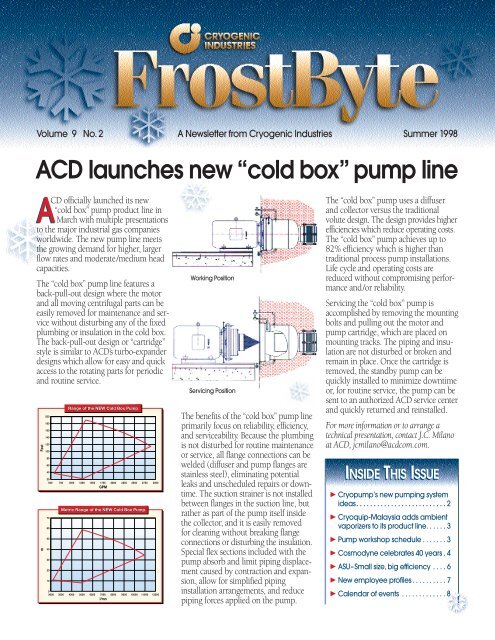 ACD launches new â cold boxâ pump line - Cryogenic Industries