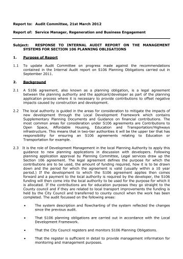 Response to Internal Audit Report on the Management Systems for ...