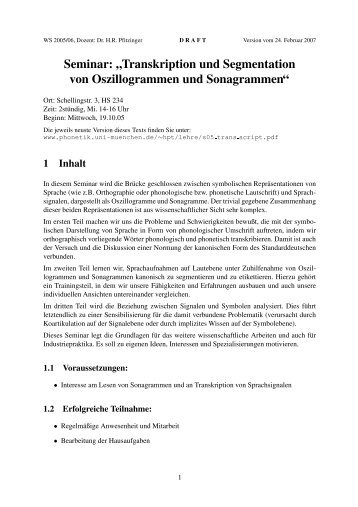 Transkription und Segmentation von Oszillogrammen ... - IPdS in Kiel