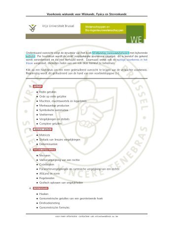 Voorkennis wiskunde voor Wiskunde, Fysica en Sterrenkunde ...