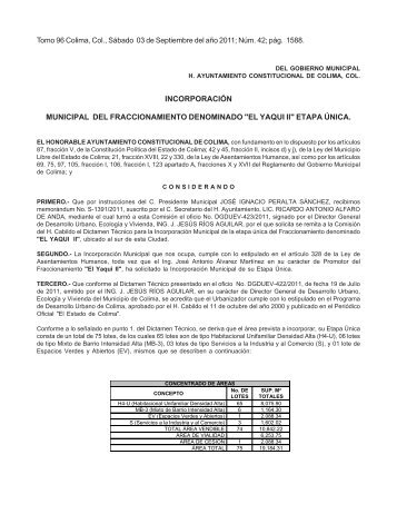INCORPORACIÃN MUNICIPAL DEL FRACCIONAMIENTO ...