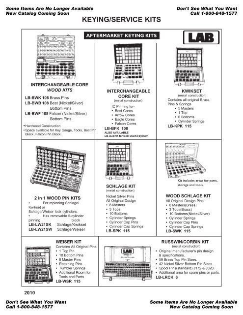 Schlage Pin Chart