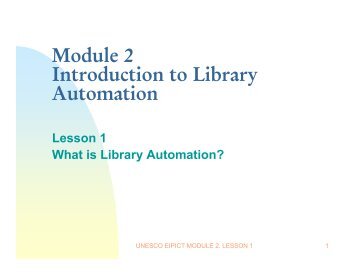 Module 2 Introduction to Library Automation