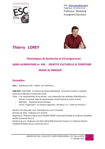 CV de Thierry Lorey - ESC Pau