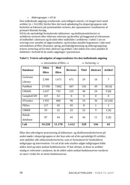 Evidens for effekten af rehabilitering for ældre med ... - Socialstyrelsen