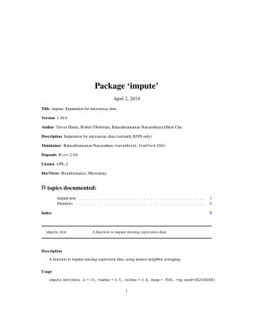 Package 'impute' - Bioconductor