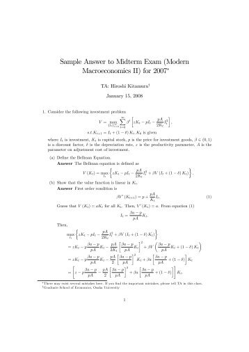 Sample Answer to Midterm Exam (Modern ... - Osaka University