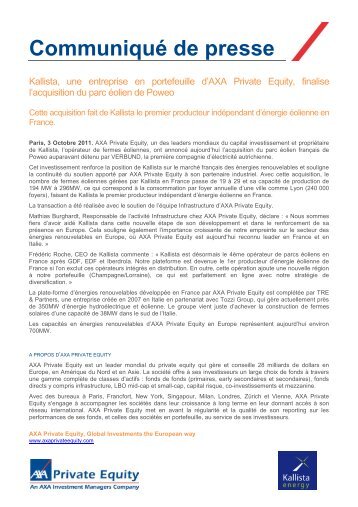 Communiqué de presse - Axa Private Equity