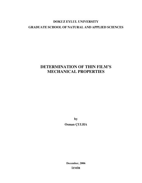 DETERMINATION OF THIN FILM'S MECHANICAL PROPERTIES