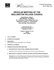 REGULAR MEETING OF THE WELLINGTON VILLAGE COUNCIL