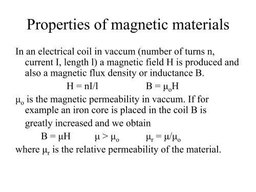 Properties Of Magnetic Materials