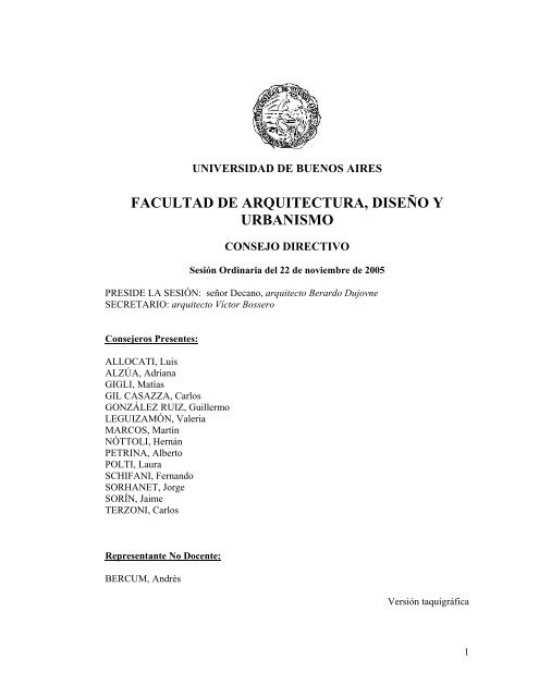 Facultad de Arquitectura, DiseÃ±o y Urbanismo - Universidad de ...