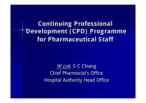 (CPD) Programme for Pharmaceutical Staff