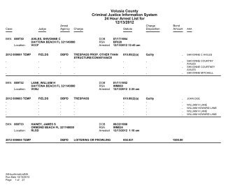 12-13-2012 Volusia County 24-hour arrest