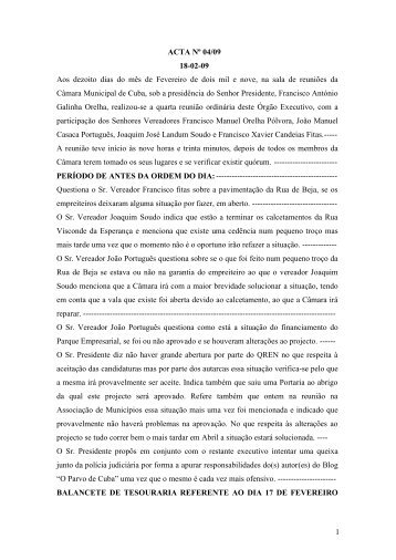 ACTA NÂº 25/08 - CÃ¢mara Municipal de Cuba