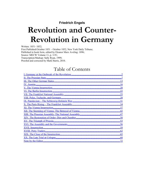 Revolution and Counter Revolution in Germany - Marxists Internet ...